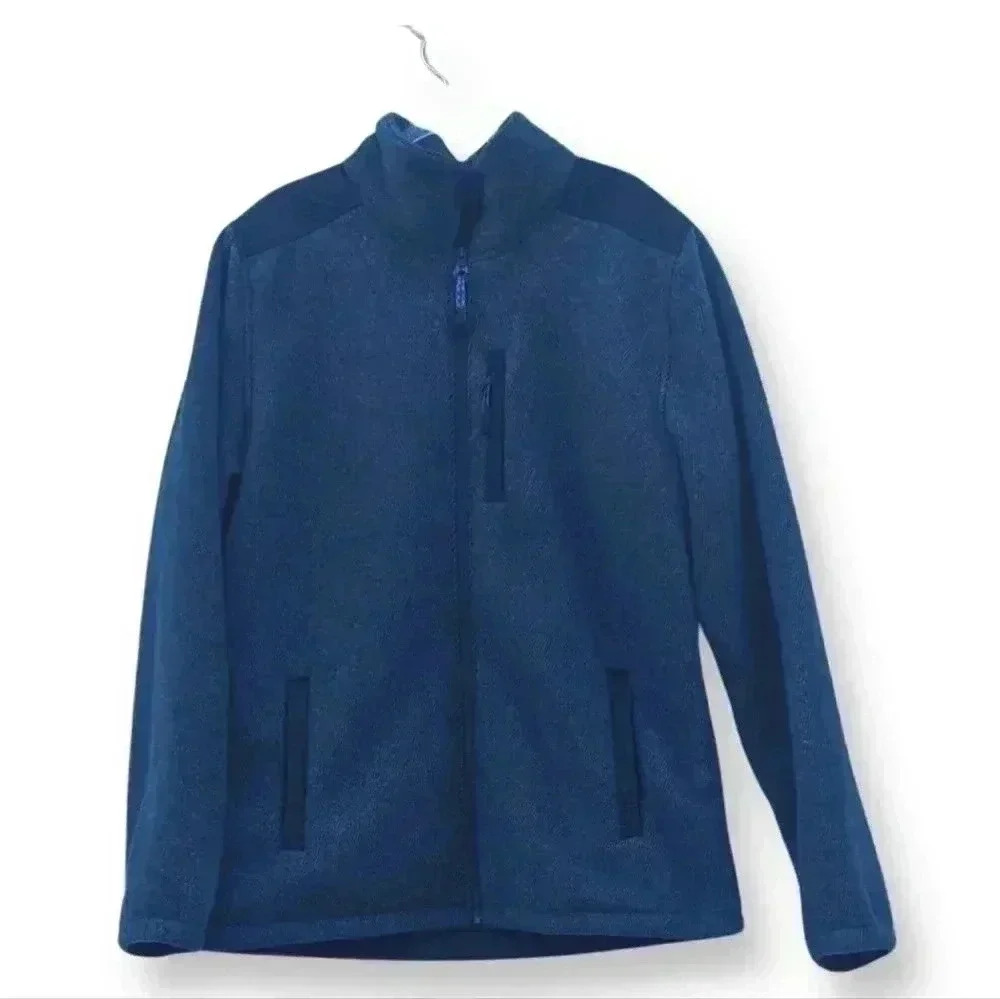 PRANA Men's Plymouth Rock Fleece Nautical Blue Jacket Full-Zip-Up Size Large.